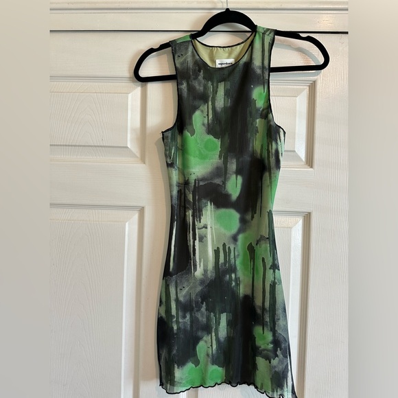 Superdown Green and Black Abstract Mini Dress - Picture 1 of 2